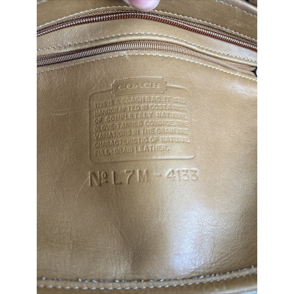 Vintage COACH Waverly Tote Bag Camel Tan Leather Zip Closure 4133 90s Costa Rica - Picture 16 of 16